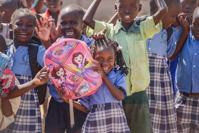Children heading to school in Adjumani